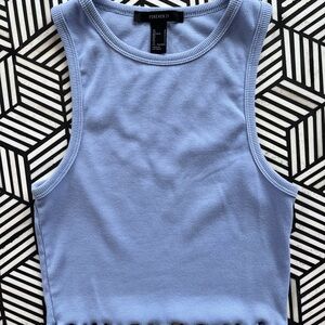 Forever 21 Light Blue Ribbed Cropped Tank Top